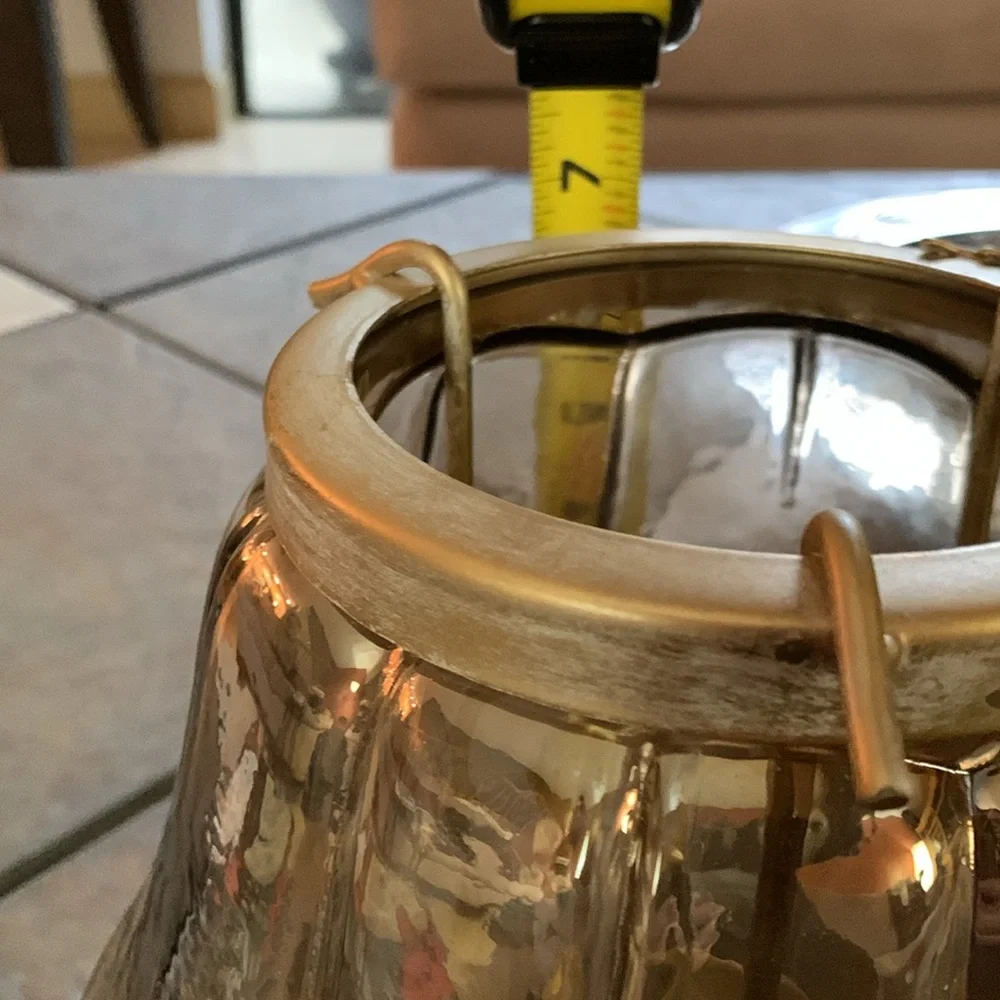 PIER 1. Glass Pumpkin With Removable Metal Pillar Candle‎ Holder.